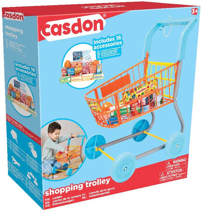 Casdon Spielzeug-Einkaufswagen – farbenfroher Einkaufswagen für Kinder.