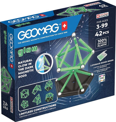 Geomag Classic Glow Recycling – leuchtender magnetischer Baukasten – 42-teilig – ab 3 Jahren