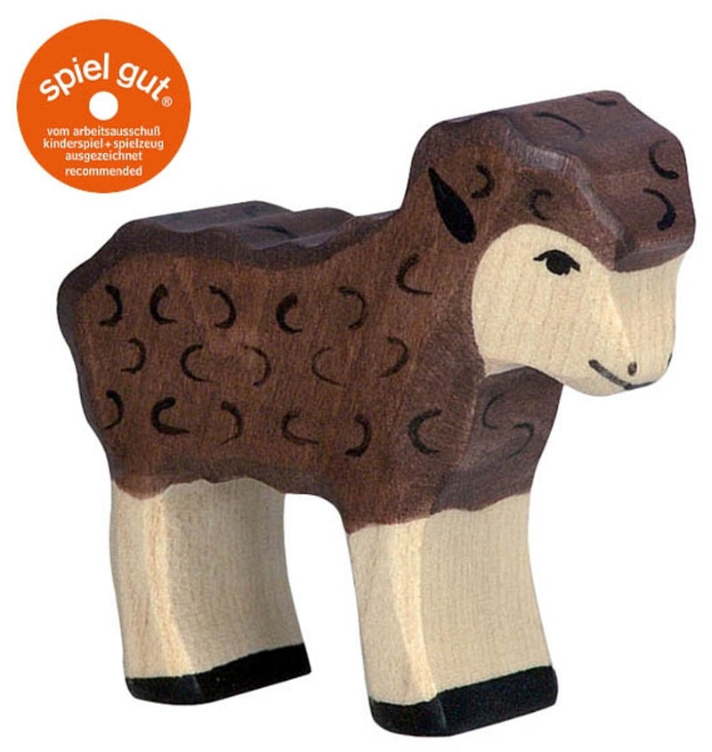Holztiger Lamm, schwarz. 7 cm.