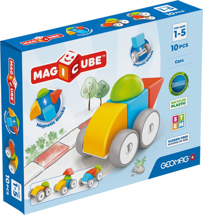 Geomag Magicube Blöcke Autos recycelt – magnetische Bausteine – 10-teilig – ab 1 Jahr