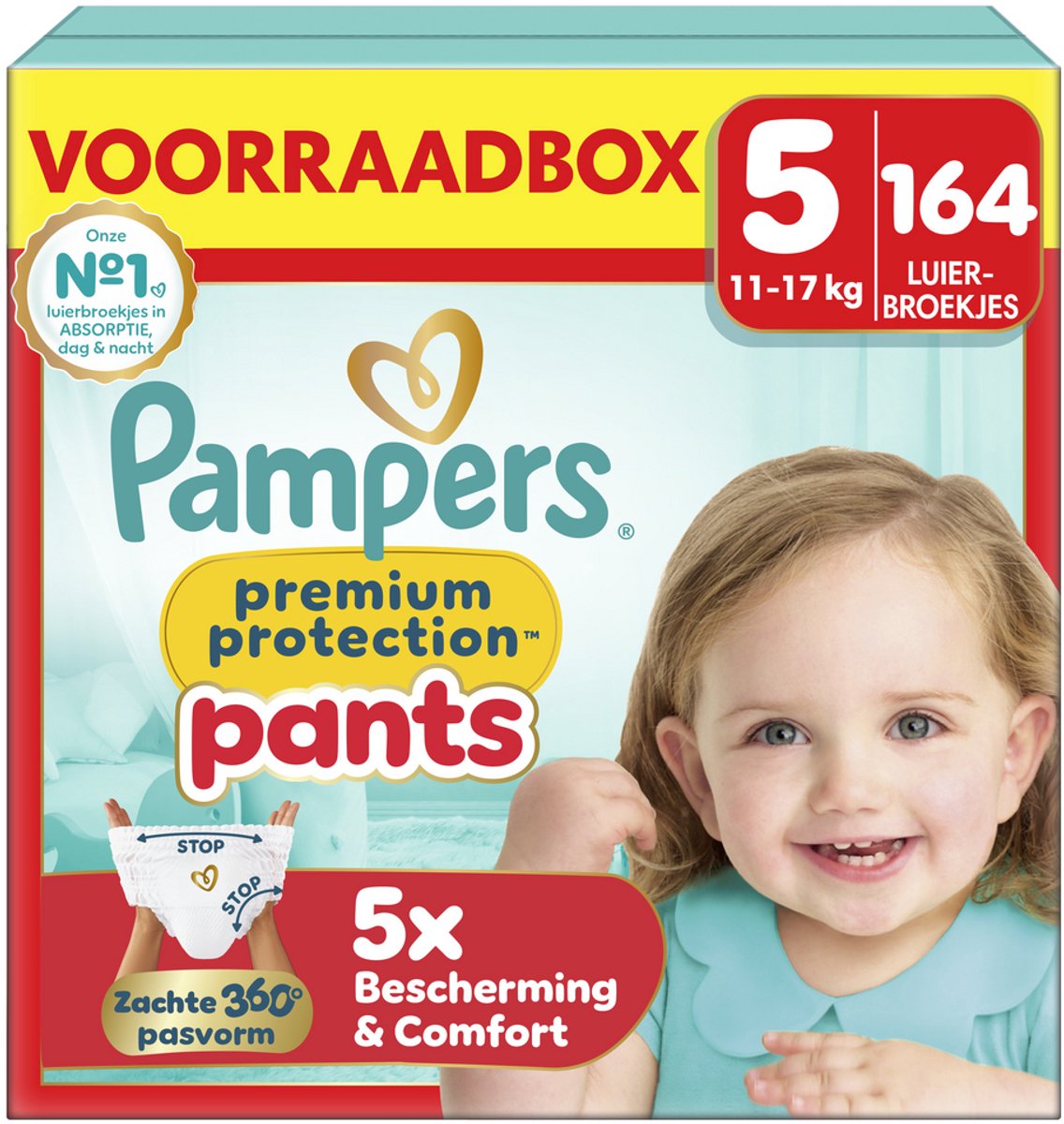 Pampers Premium Schutzhose Größe 5 – 164 Windelhose – 11kg-17kg – Aufbewahrungsbox