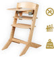 Geuther Hochstuhl aus Holz – Syt – mitwachsender Stuhl für Kinder von 6–36 Monaten – inklusive Essenstablett – 5-Punkt-Sicherheitsgurt – 61 x 49 x 83 cm – Öko-Holz