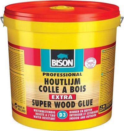 Bison Holzleim extra Eimer 3 kg, hochwertiger Holzleim, für innen und außen, trocknet transparent, stärker als Holz, lösungsmittelfrei, D3, überstreichbar