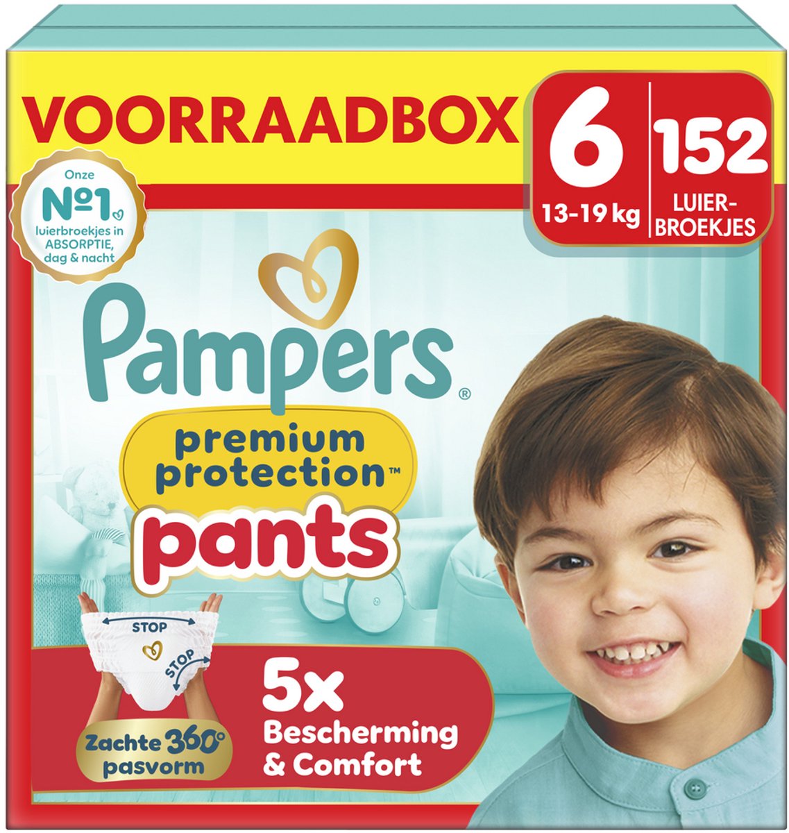 Pampers Premium Schutzhose Größe 6 – 152 Windelhose – 13kg-19kg – Aufbewahrungsbox