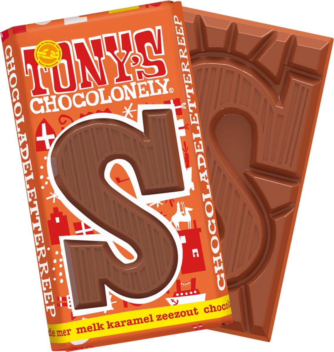 Tony's chocolonely – Schokoladenbrief – Milchkaramell-Meersalz – Sinterklaas – Schuhgeschenke – Sinterklaas-Geschenk – 180 Gramm – fair gehandelte belgische Schokolade
