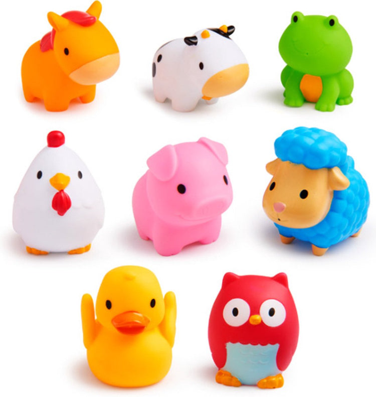 Munchkin-Badespielzeug – Badefarm-Squirter – Bauernhof-Badefreunde – je 8 Stück – ab 9 Monaten