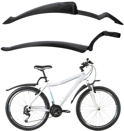 Dunlop Schutzblech-Set 2-teilig – Fahrrad-Schutzbleche 24 26 – verstellbarer hinterer Schutzblech und vorderer Schutzblech – geeignet für Mountainbikes, Citybikes und Elektrofahrräder – mit Montagematerial – Schwarz