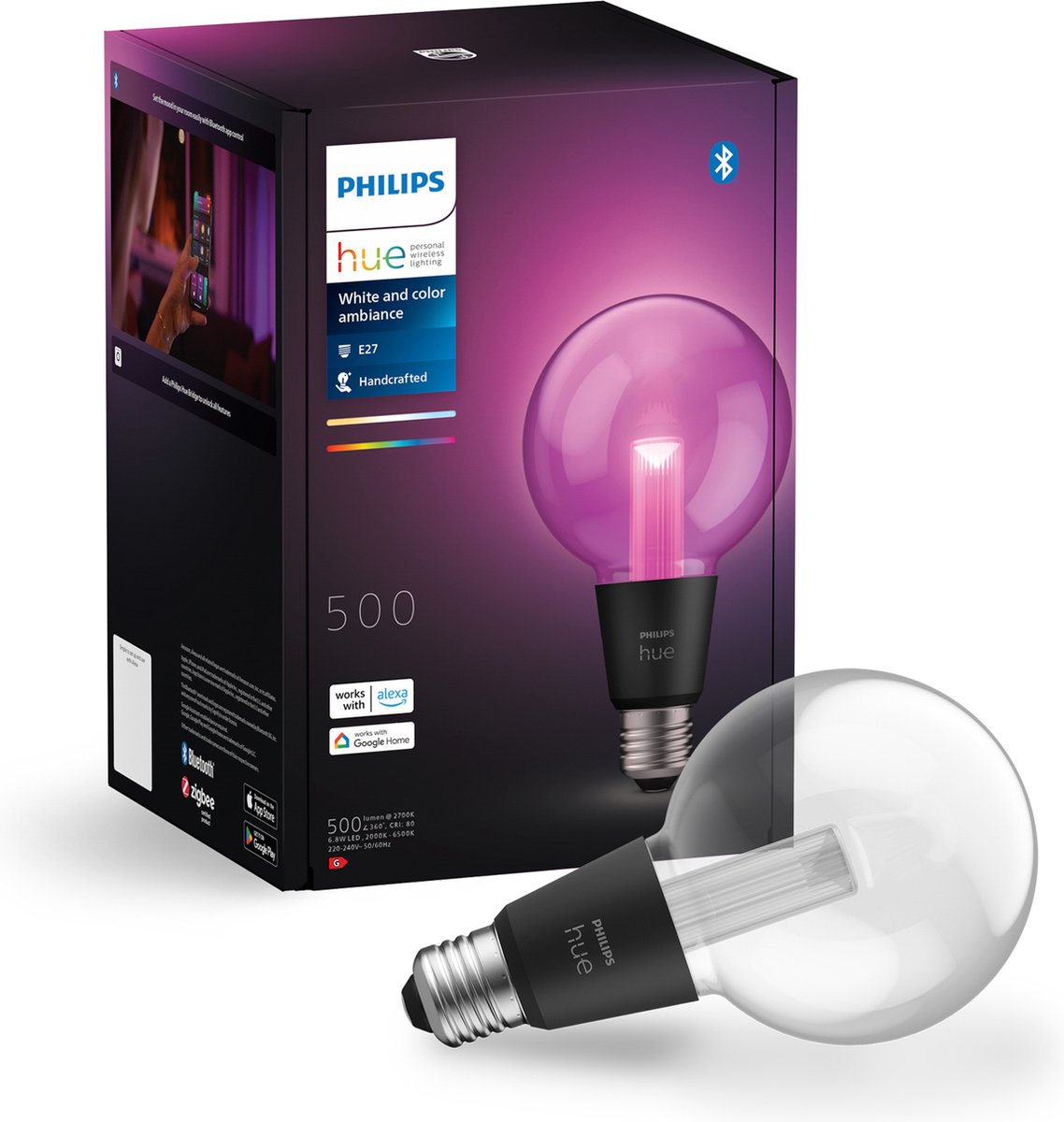 Philips Hue Lightguide-Globelampe G95 – weißes und farbiges Licht – E27