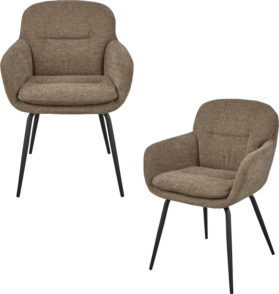Woood Runa Esszimmerstühle – Polyester – dunkler Sand – 2er-Set