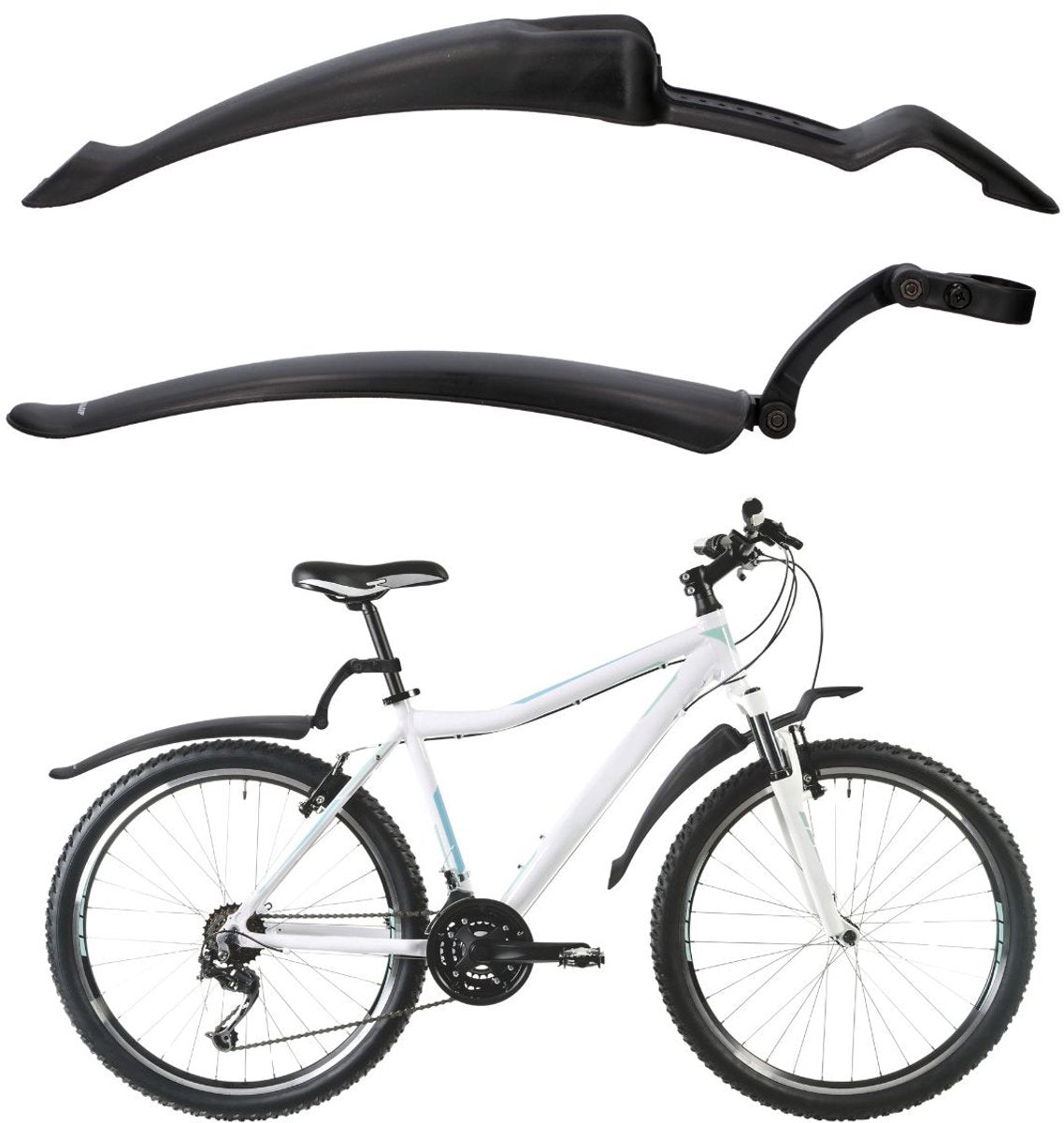 Dunlop Schutzblech-Set 2-teilig – Fahrrad-Schutzbleche 24 26 – verstellbarer hinterer Schutzblech und vorderer Schutzblech – geeignet für Mountainbikes, Citybikes und Elektrofahrräder – mit Montagematerial – Schwarz