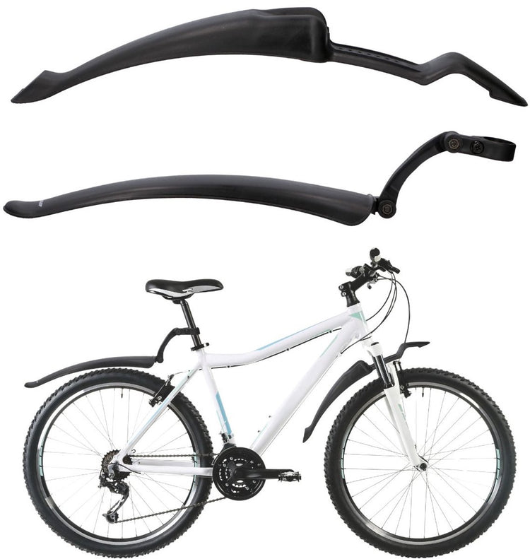 Dunlop Schutzblech-Set 2-teilig – Fahrrad-Schutzbleche 24 26 – verstellbarer hinterer Schutzblech und vorderer Schutzblech – geeignet für Mountainbikes, Citybikes und Elektrofahrräder – mit Montagematerial – Schwarz
