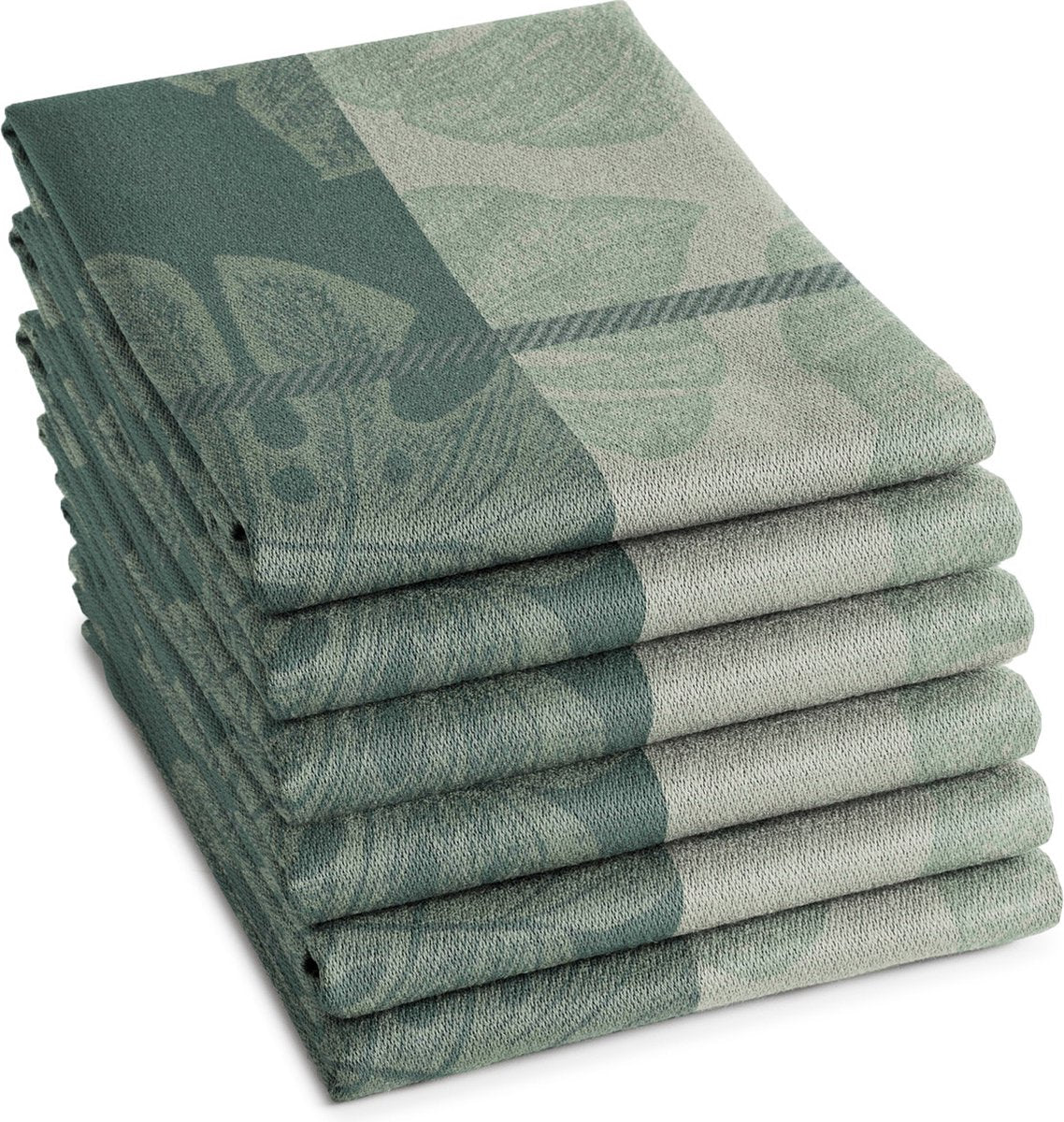 Ddddd - Monstera - 6x Geschirrtuch - 6er-Set - Baumwolle - Pflanzendruck - 60x65 cm - grün