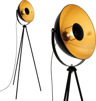 Briloner Sand - Stehlampe Wohnzimmer - Industrielle Stehlampe - Schwarzgold - E27-Fassung - Metall - 148 cm