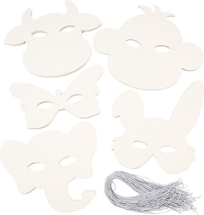 Creativ Company Tiermasken, H: 13-24 cm, B: 20-28 cm, 230 g, weiß, 100 Stück 1 Box