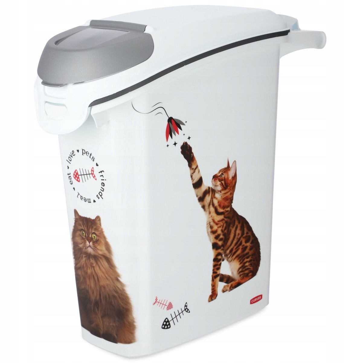 Curver Futterbehälter Katze – 23l – 10kg – 23x51x50cm – weißgrau