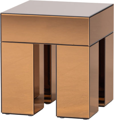Woood Mirrox Beistelltisch – Holzspiegelglas – braun – 50 x 45 x 45