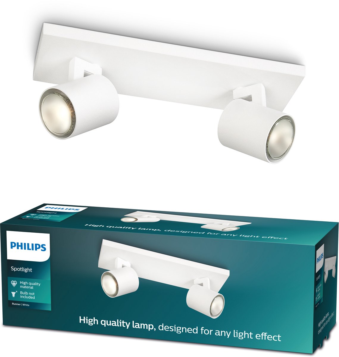 Philips LED Philips Runner Aufbaustrahler – 2-flammig – Weiß