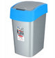 Curver Cuver – Mülleimer mit Deckel – grau mit blauem Rahmen – 25 l, Flip-Mülleimer