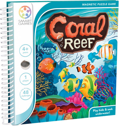 Smartgames Korallenriff – magnetisches logisches Denkspiel – 48 lehrreiche Unterwasser-Herausforderungen – kompaktes Reisespiel Solospiel – ab 4 Jahren