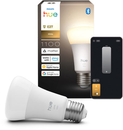 Philips Hue Smart LED A60 Lampe, warmweißes Licht, E27-Fassung