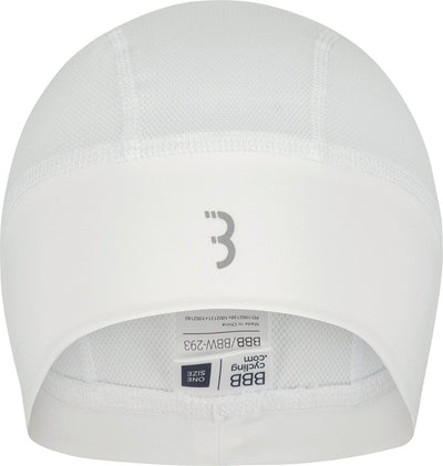 BBB Fahrradhelm-Mütze Sommer – Fahrradkappe für unter dem Helm – 10–25 °C – Mesh-Oberteil für zusätzliche Belüftung – Weiß – Einheitsgröße – Komfort-Mütze Helmkappe Fahrrad BBW-293