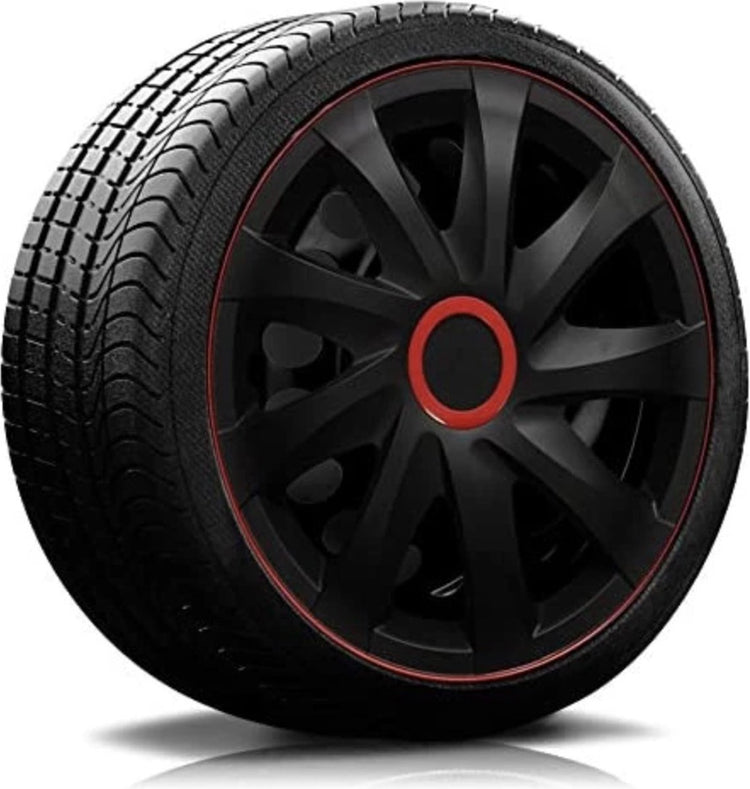 Nrm Radkappensatz 15 Zoll schwarz rote Radkappe für Winterfelgen