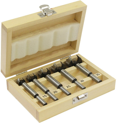 Makita Zubehör D-47363 5-teiliges Scharnierlochbohrset in Holzkassette – 15–35 mm – D-47363