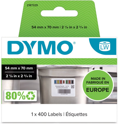 Dymo Original-Labelwriter-Etiketten für die Lagerrotation | 54mm x 70mm | 400 selbstklebende Etiketten für den Warenumschlag in Großküchen | Stabile Etiketten für die Labelwriter-Etikettendrucker