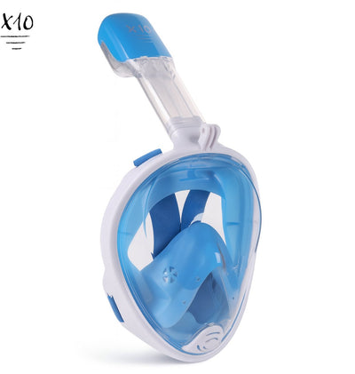 X10 Schnorchelmaske - Taucherbrille - Schnorchel - Schnorchelset - Vollgesichtsmaske - Erwachsene - Blau - S m