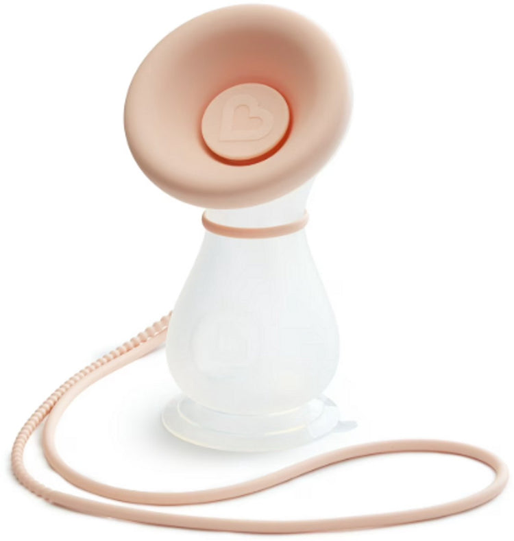 Munchkin manuelle Silikonmilchpumpe – zum Auffangen und Abpumpen von Muttermilch – BPA-frei – inklusive Deckel und Tragegurt – 120 ml