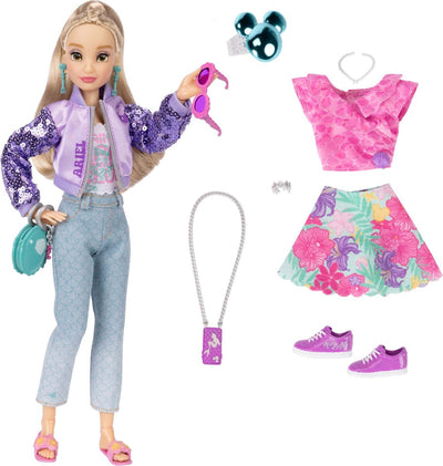 Jakks Ariel-Modepuppen, 25 cm groß, mit 13 Artikulationspunkten, zwei kompletten Mix-and-Match-Outfits und einem Mickey-Ring für Sie!