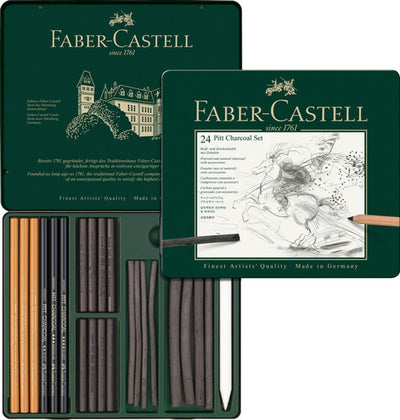 Faber-Castell Holzkohle-Set – Pitt Monochrom, 24-teilig – FC-112978