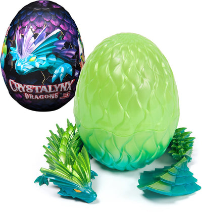 Crystalynx-Drachen, 32 cm große bewegliche Drachenfigur mit Überraschungsei, Zappelspielzeug für Heimbüros und Schreibtischdekoration (Stile können variieren)