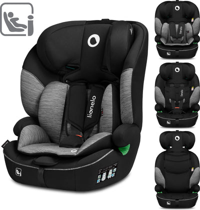 Lionelo Levi – Autositz – von 1,5 bis 12 Jahren (76–150 cm, 9–36 kg Gruppe 1 2 3) – bequemer breiter Sitz – Memory-Schaum – Kopfstütze mit 10 Positionen – i-Size-Autositz