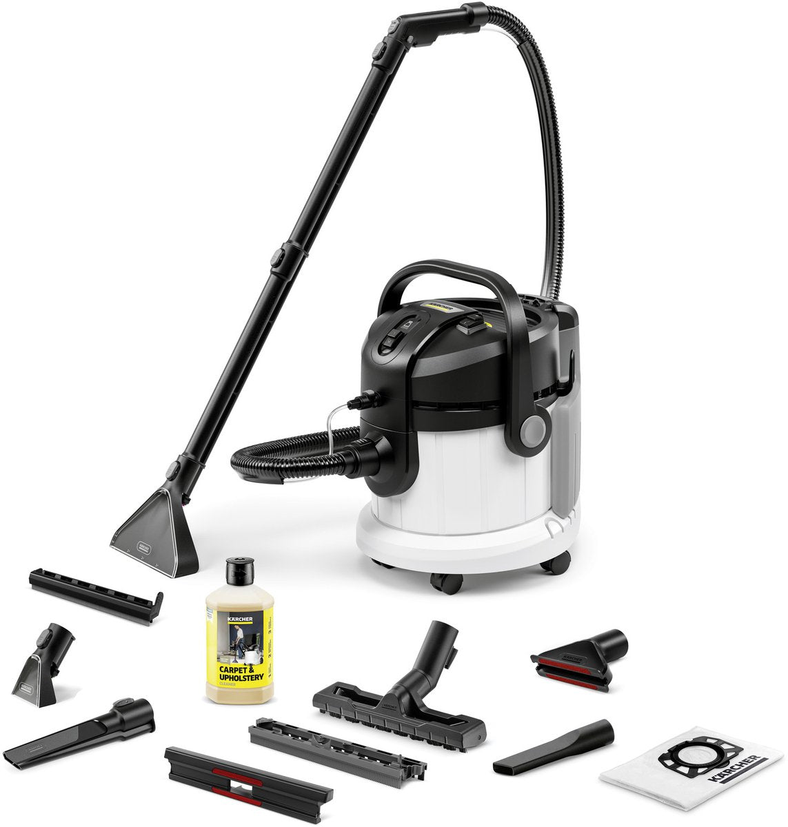 Kärcher se 4 plus Teppichreiniger - Fleckenreiniger - inkl. Extra-Polsterdüse - 4 4 Liter - Nass- und Trockensauger - geeignet für u.a. Autositze – Bürostühle – Sofas – Hundekörbe, Teppiche, Vorleger, Baby- und Kinderstühle