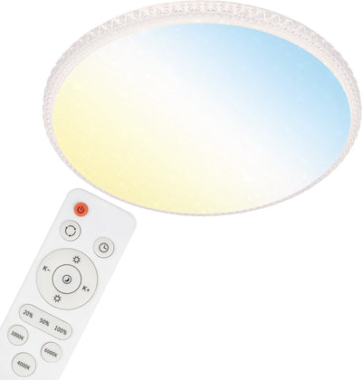 Briloner Stil - Deckenlampe - Deckenlampe mit Sternendekor und transparenten Kristallen - Deckenlampe dimmbar - inkl. Fernbedienung - inkl. Nachtbeleuchtung - Timer-Memory-Funktion - Weiß - ø 59,5 cm - LED - 48 W 4.000 lm