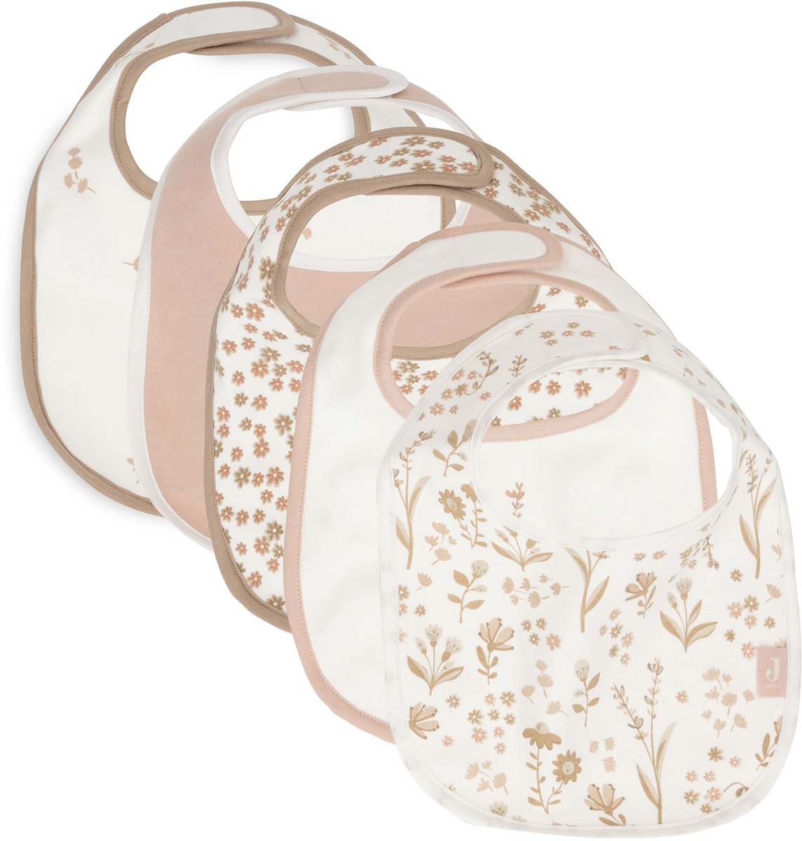 Jollein Baby-Lätzchen-Jersey wasserdicht – blumig – 5er-Pack