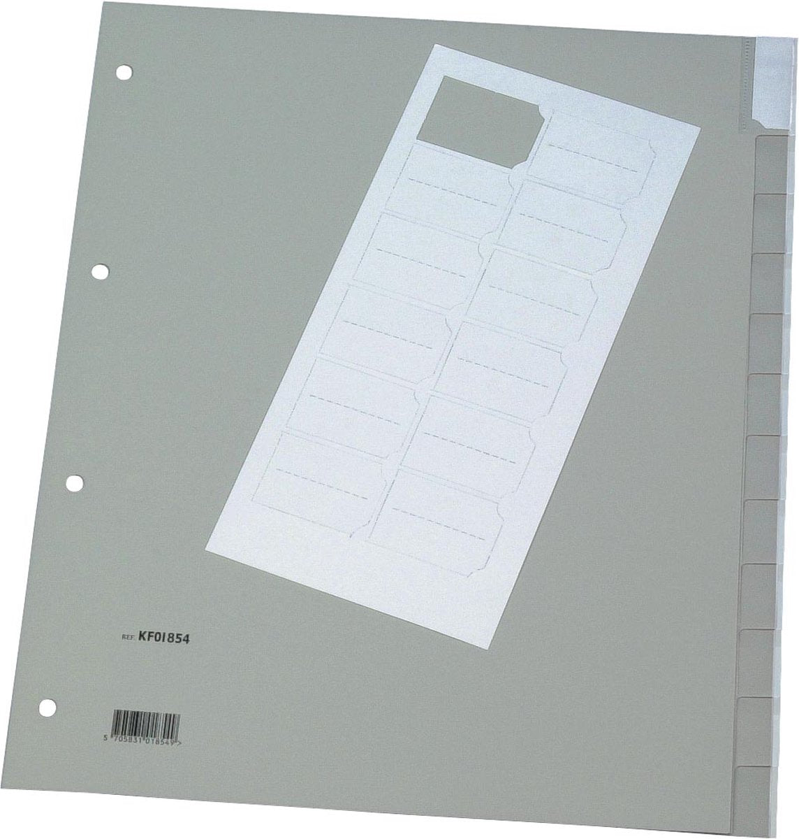 Q-Connect neutrale Tabs, A4, PP, 12 Tabs, grau