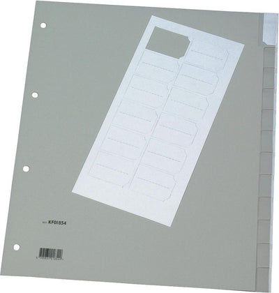 Q-Connect neutrale Tabs, A4, PP, 12 Tabs, grau