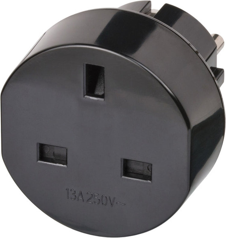 Brennerstuhl Reisestecker-Reiseadapter (Reisestecker-Adapter für: Euro-Steckdose und England-Stecker) Farbe: Schwarz