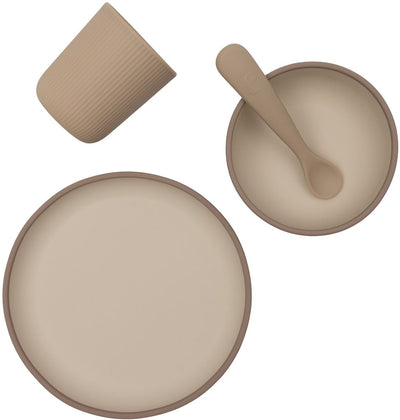 Jollein Kindergeschirrset Silikon – mit Teller, Schüssel, Tasse – Naturtöne