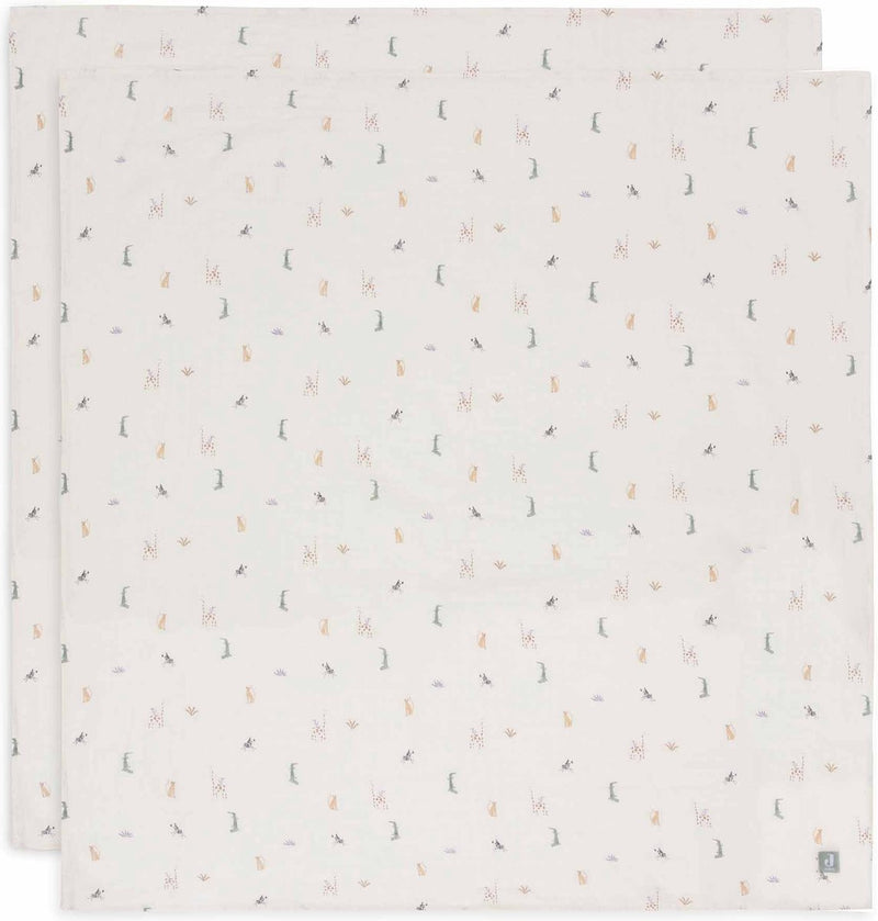 Jollein – hydrophiles Tuch groß 115 x 115 cm – Wickeltuch – weiche Baumwolle – 2 Stück – Dschungel-Jambo