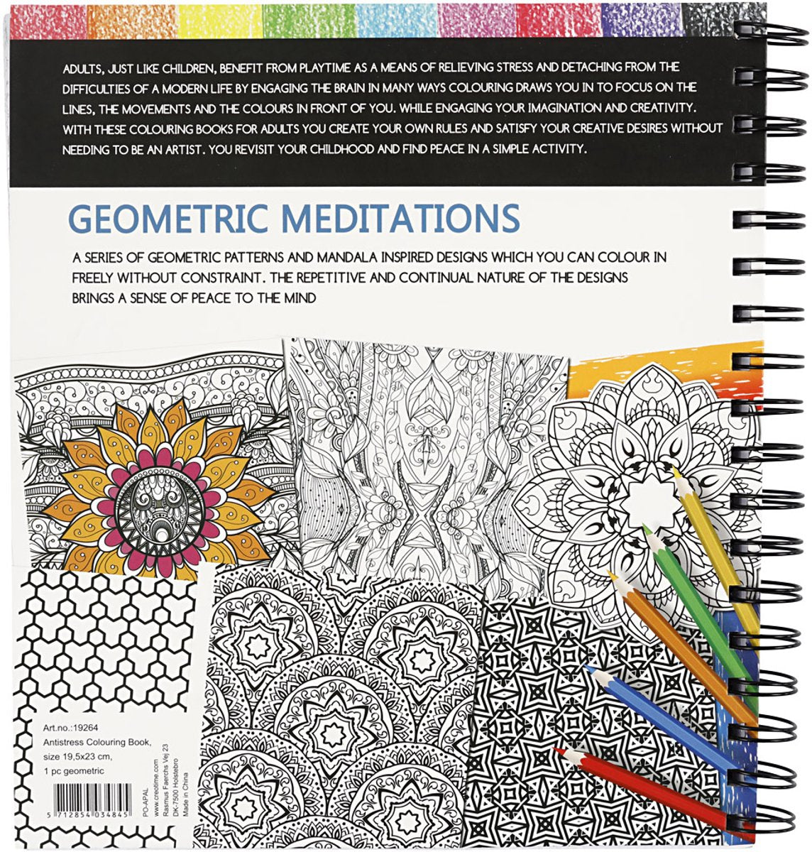 Creativ Company Malbuch, geometrisch, Format 19,5x23 cm, Seitenanzahl 64, 1 Stück