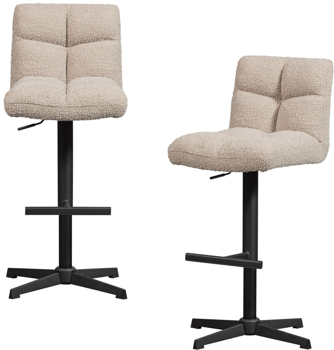 Woood Vinny drehbare Barstühle – Bouclé – Sand – 2er-Set
