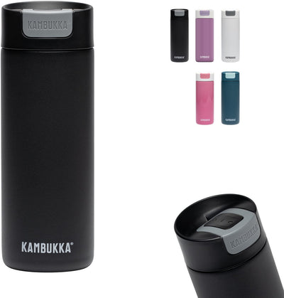 Kambukka Olympus Thermobecher 500 ml – leicht zu reinigen – auslaufsicherer Kaffeebecher – Edelstahl – mattschwarz