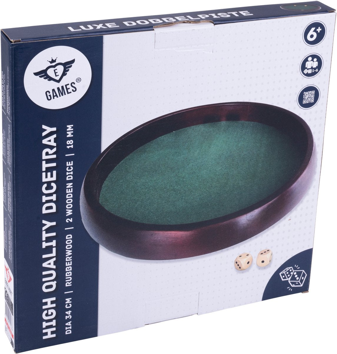 Longfield Pokerbahn 34 cm – Gummiholz – eingelegter grüner Filz – inklusive 2 Holzwürfel 18 mm – Pokerwürfel-Zubehör – Engelsherz