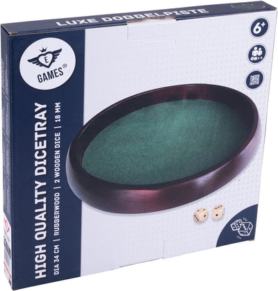 Longfield Pokerbahn 34 cm – Gummiholz – eingelegter grüner Filz – inklusive 2 Holzwürfel 18 mm – Pokerwürfel-Zubehör – Engelsherz