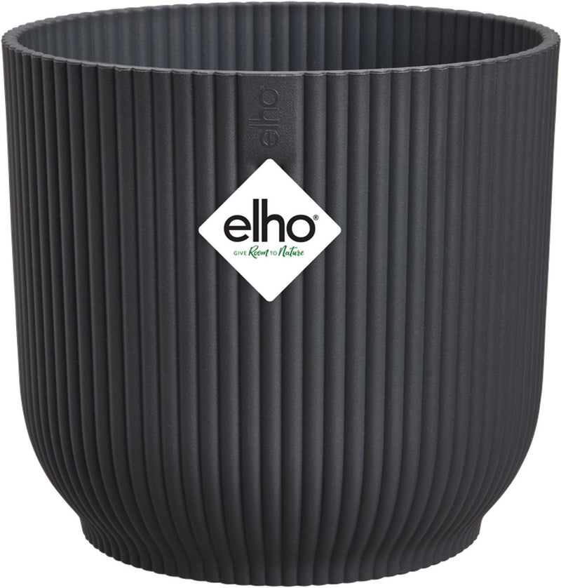 Elho Vibes Fold Round 18 – Blumentopf für den Innenbereich – 100 % recycelter Kunststoff – ø 18,4 x H 16,8 cm – Anthrazit