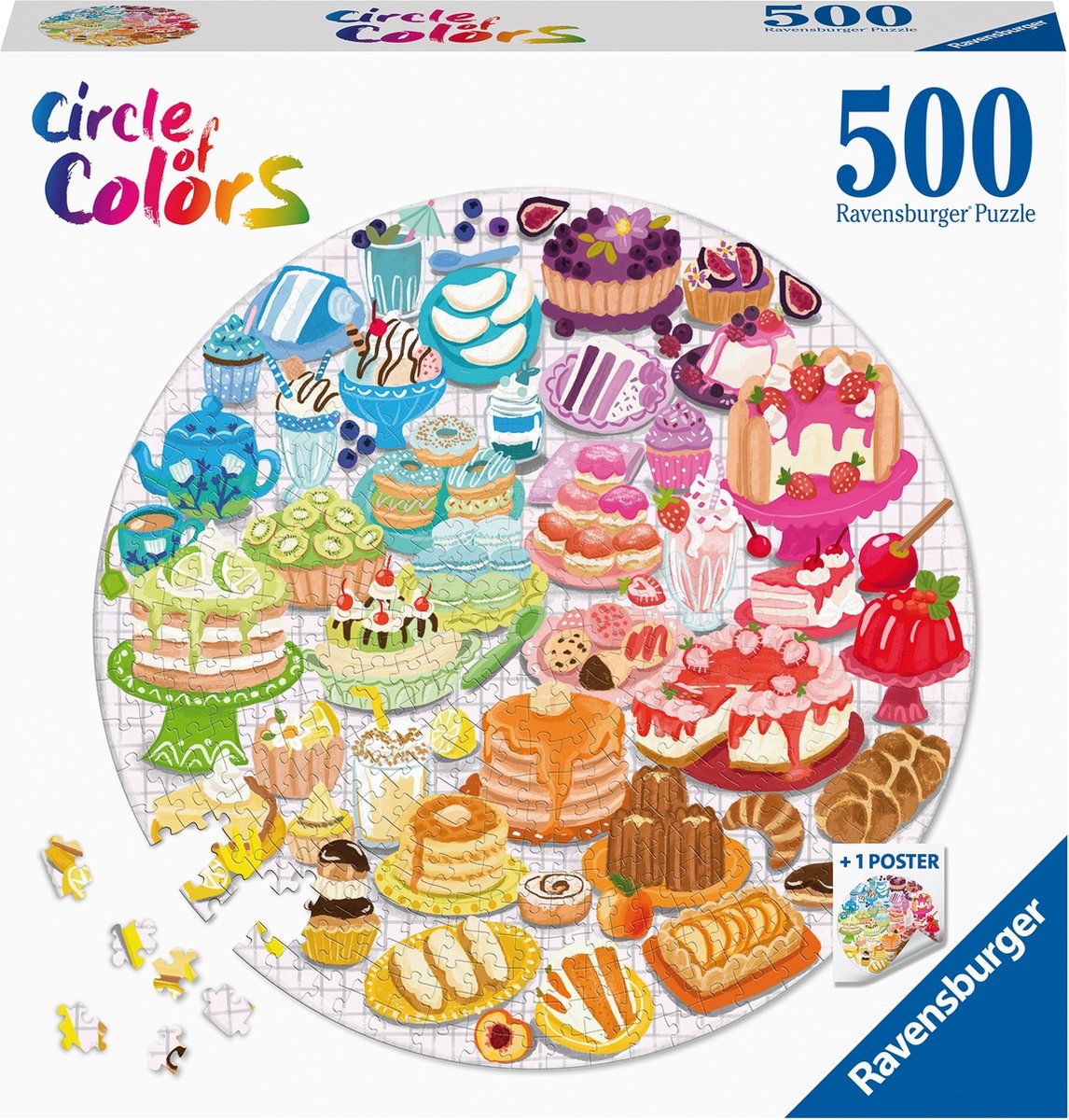 Ravensburger Jigsaw Puzzle um den Farbkreis Desserts Gebäck, 500st.
