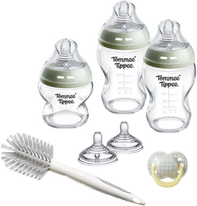 Tommee Tippee Glass Natural Start Babyflaschen und Sauger Starterset – 150 ml und 250 ml Flaschen für Neugeborene – 0 Monate+